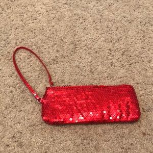 Red sparkle hand bag